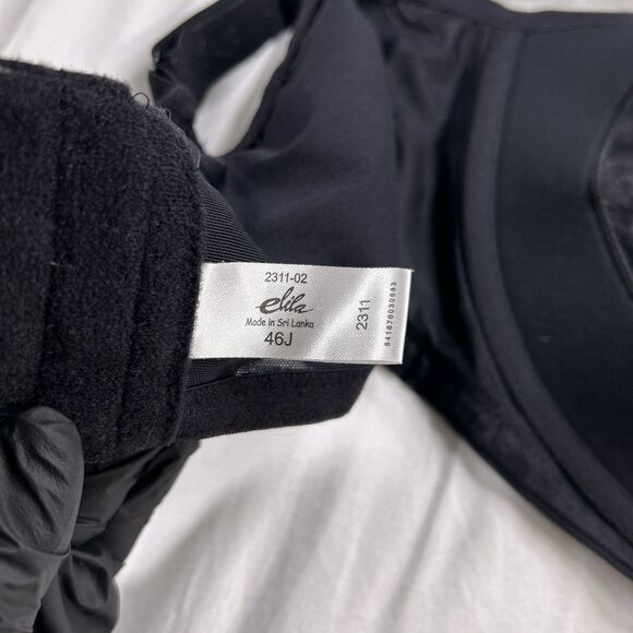 Elila Isabella Stretch Lace Bra Women's Size 46J Black Full Coverage Underwire - Picture 3 of 15